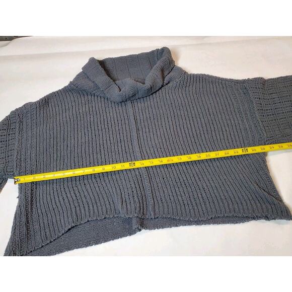 Free People Womens Medium Cowl Neck Sweater Cropped Slouchy By Your Side Gray - Picture 10 of 12